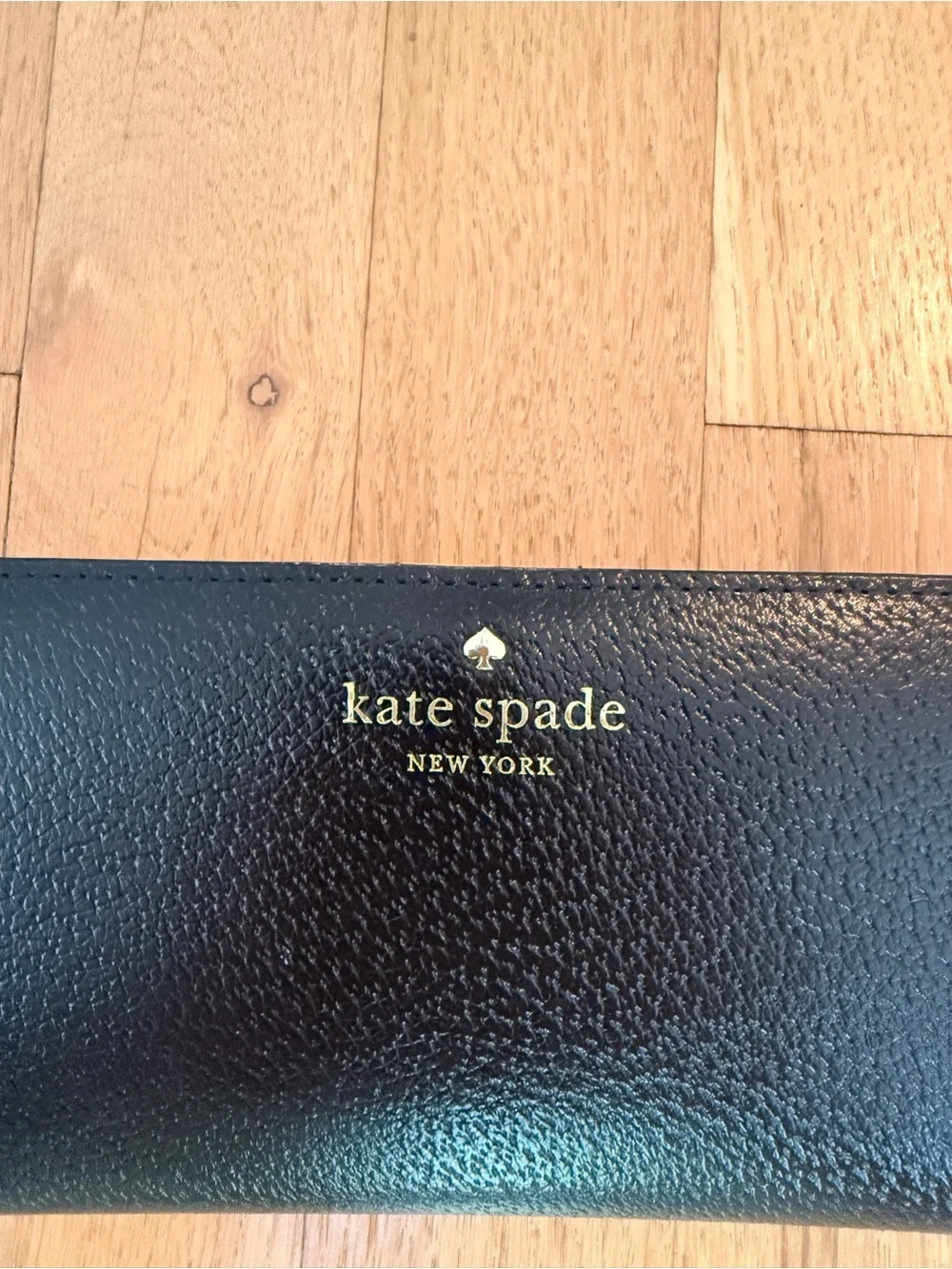 kate spade Black Pebbled Zip Continental Wallet